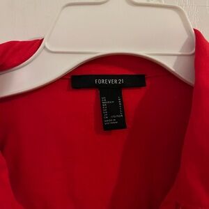 red tropical forever 21 cropped button up size L